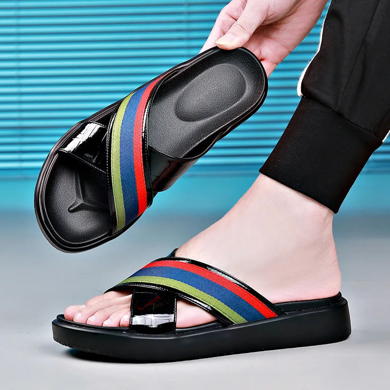 Casual Split Leather Flip-Flops Sandals