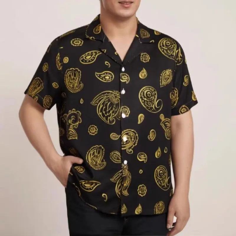 Black Geometric Paisley Pattern Shirt