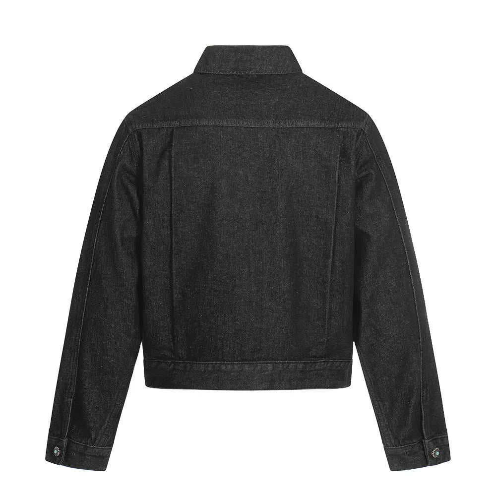 Metal Buckle Studded Design Retro Jacket