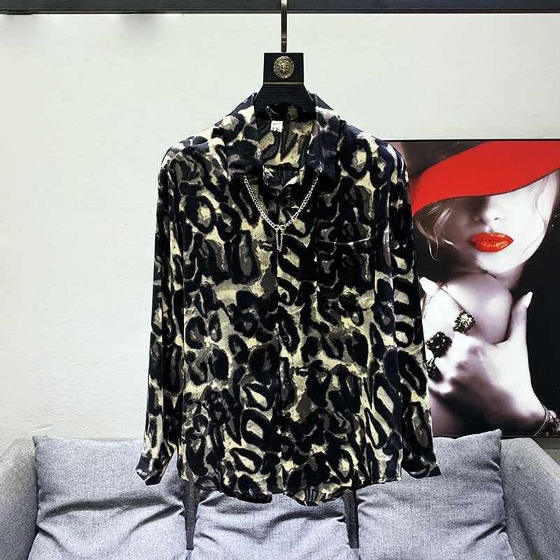 Leopard Print Broadcloth Design Shirts