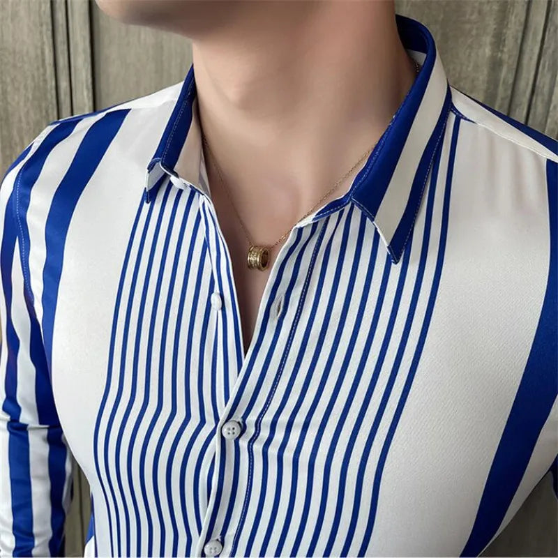 Casual Striped Contrast Slim Fit Shirt