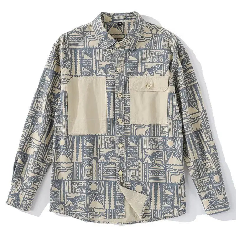 Casual Printed Turn Down Collar Shirt