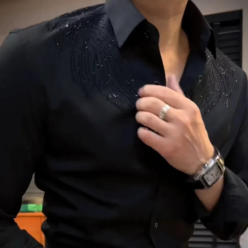 Solid Sparkle Rhinestone Decoration Shirt