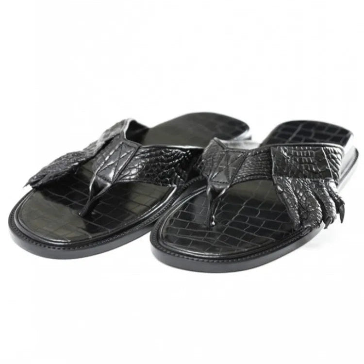 Unique Crocodile Skin Flat Sandals