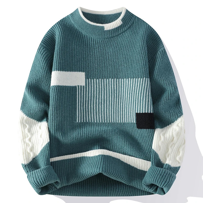 Multicolor O-Neck Knitted Fashion Sweater