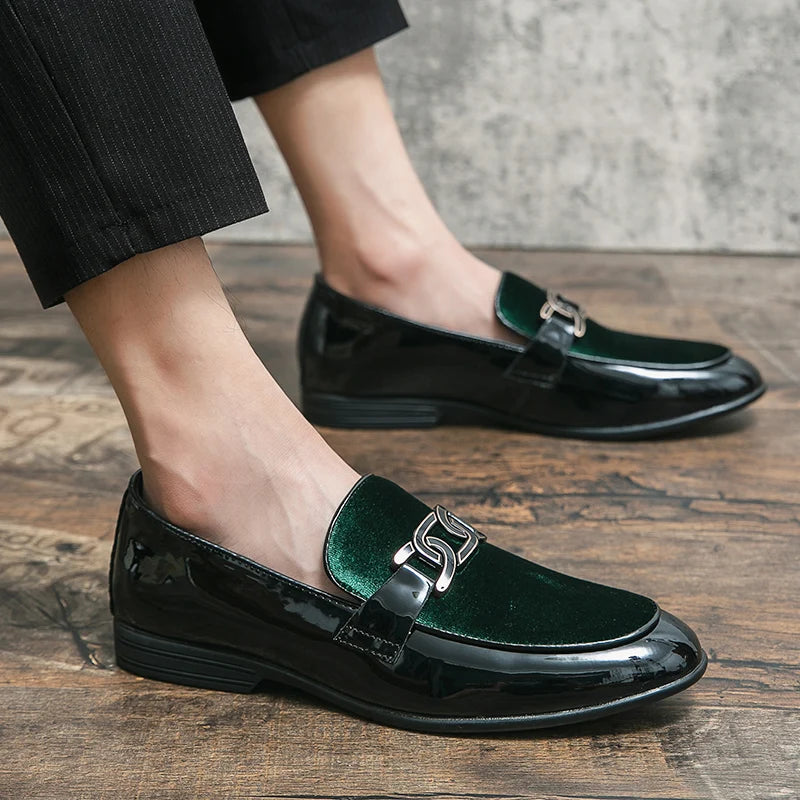 Luxury Metal Appliques Artificial Leather Loafers