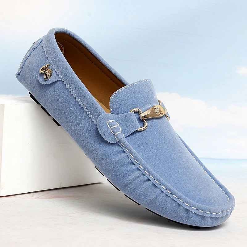 Metal Appliques Suede Moccasins Loafers