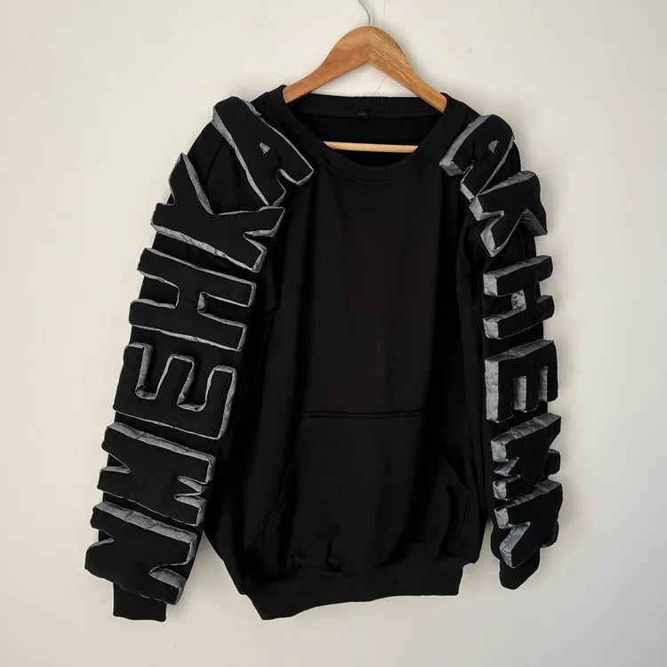 Three-Dimensional Letter On Sleeve Sweatshirt