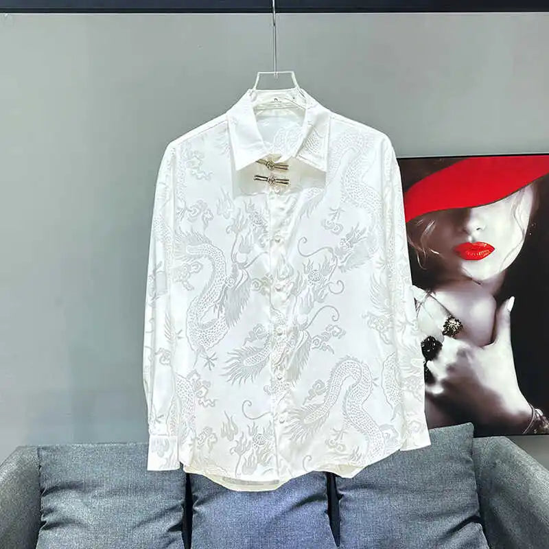 Chinese Style Dragon Pattern Loose Shirt