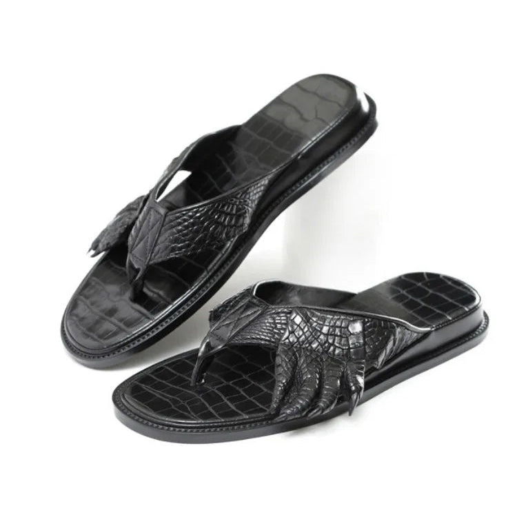 Unique Crocodile Skin Flat Sandals