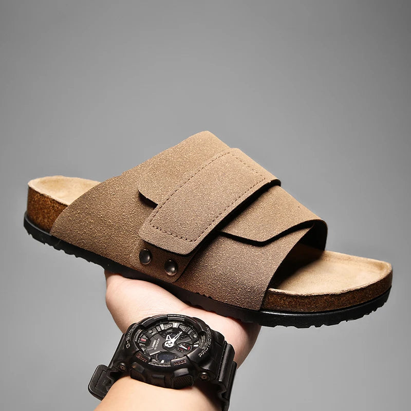 Vintage Suede Solid Slip-On Sandals