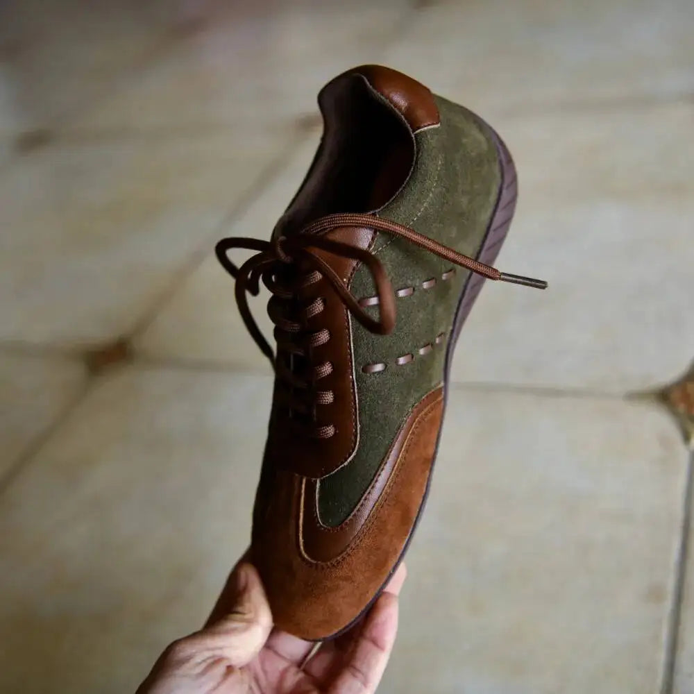 Vintage Suede Leather Lace-Up Sneakers