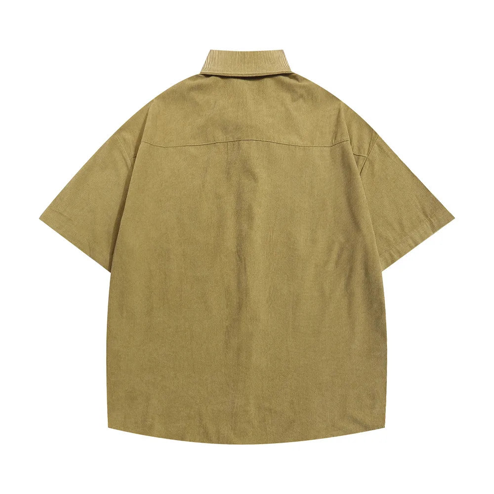 Little Bear Embroidery Corduroy Shirt