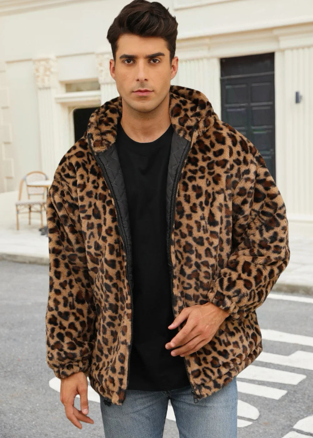 Colorful Leopard Print Plush Warm Jacket