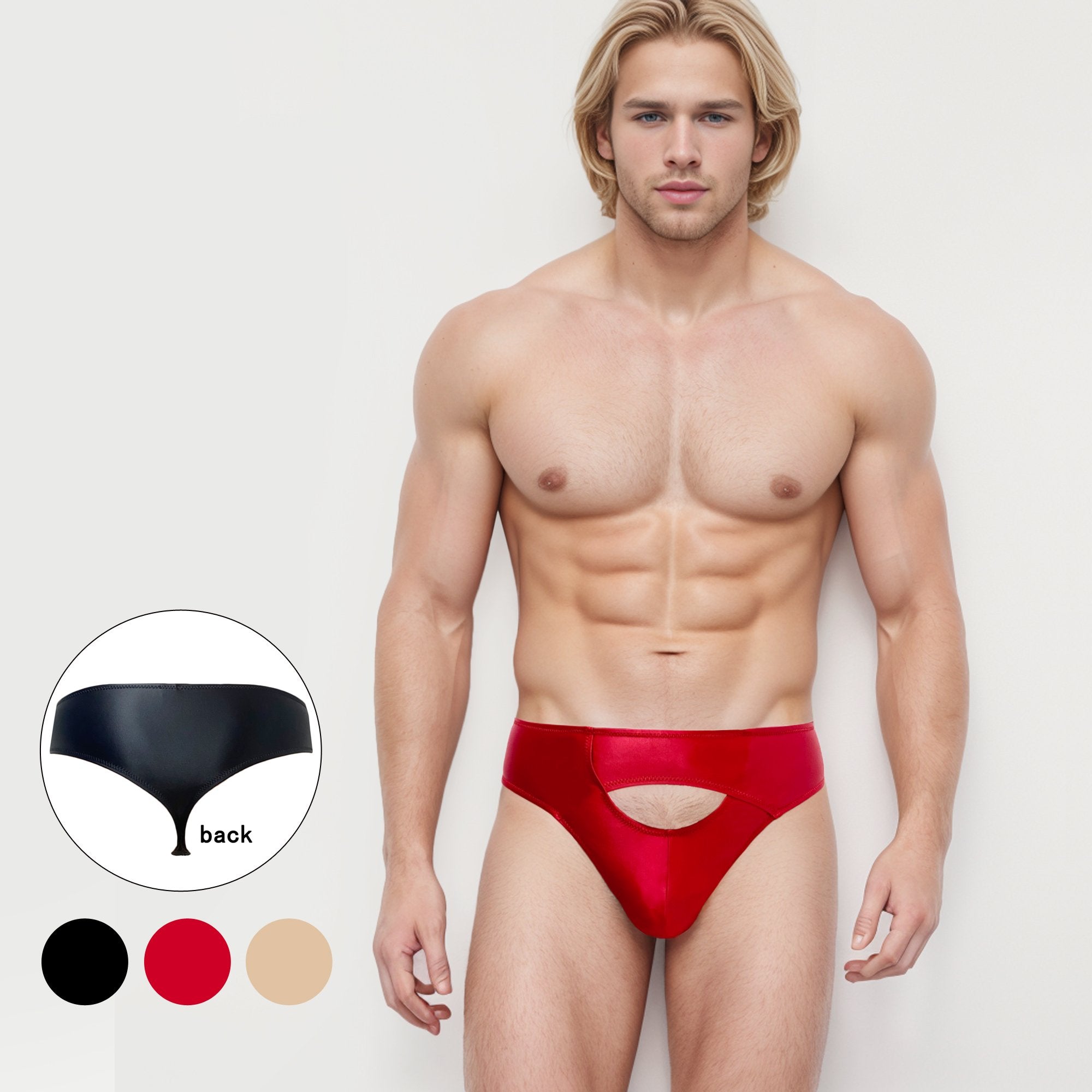 Glossy Men's Silky Smooth T-Shaped Briefs