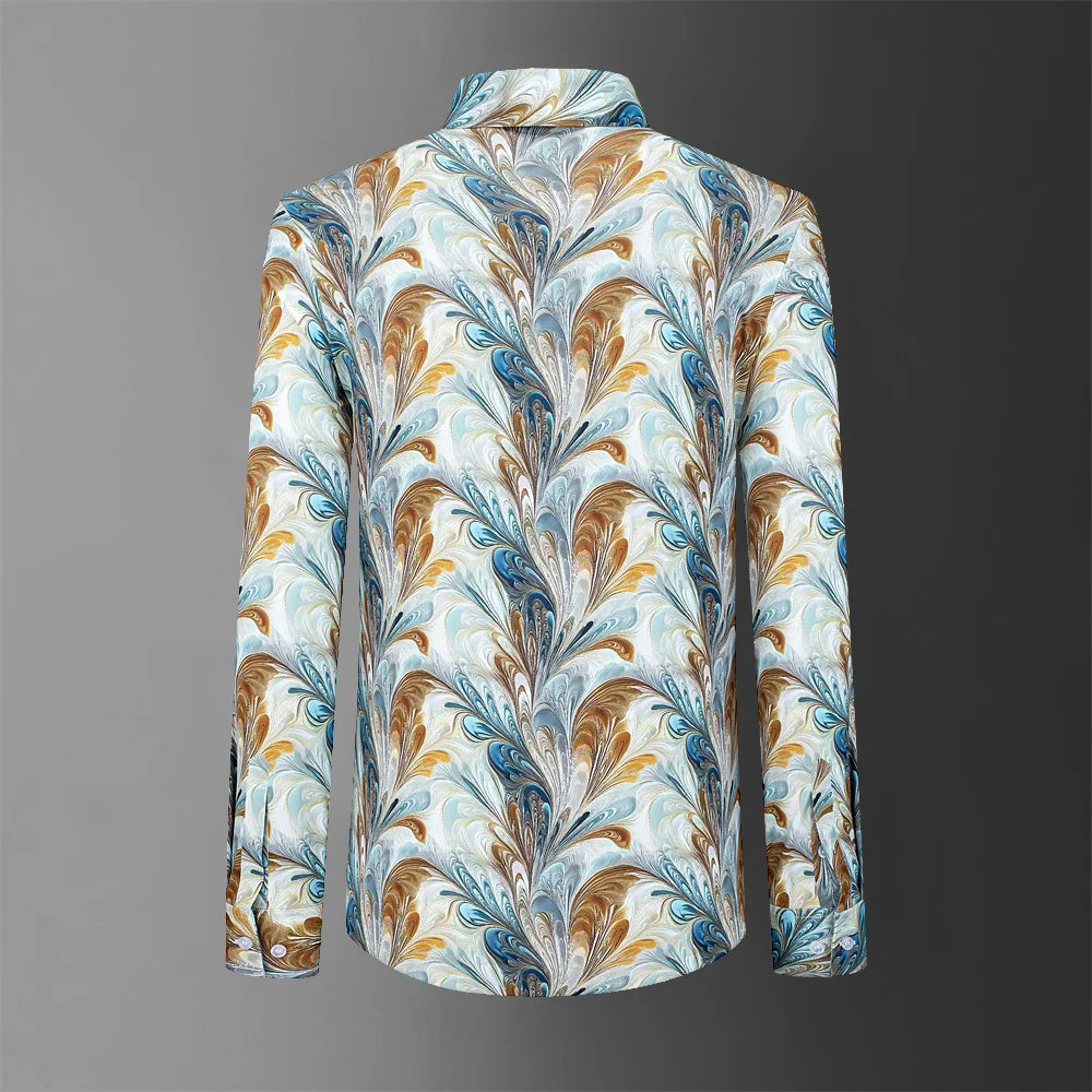 Retro Gold Floral Rhinestones Shirt