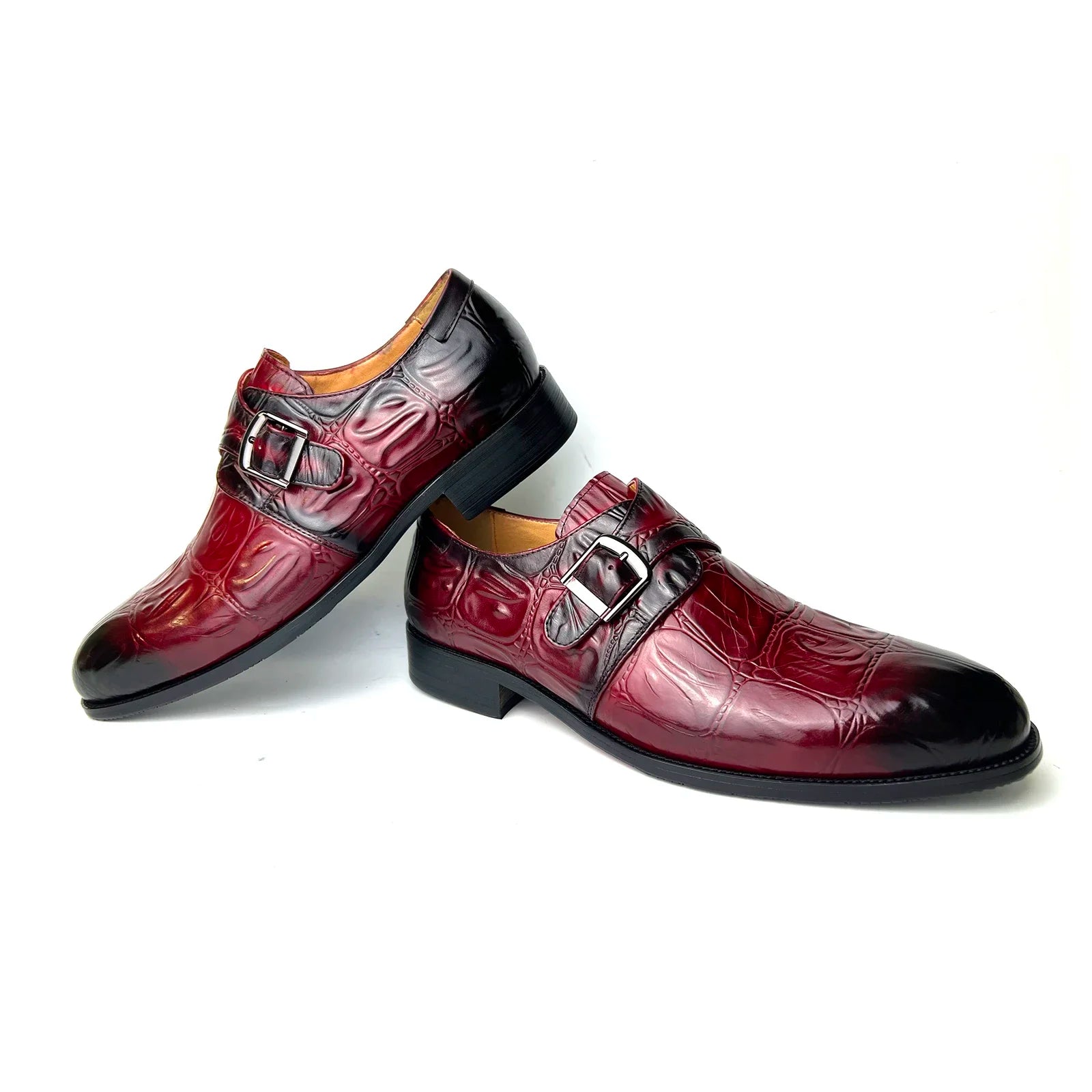 Premium Red Monk Strap Shoes