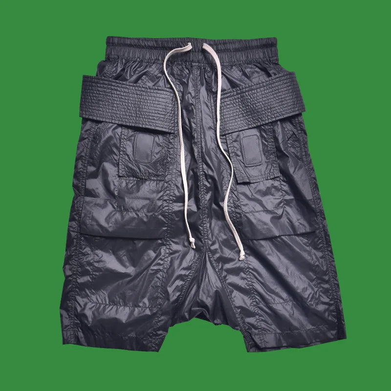 Black Loose Unique Knee Length Shorts