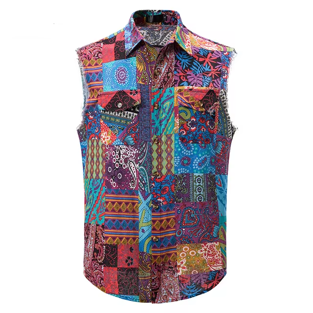 Casual Geometric Printed Sleeveless Shirt