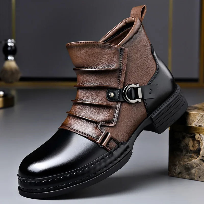 Retro Zipper Motorcycle Men's Boots