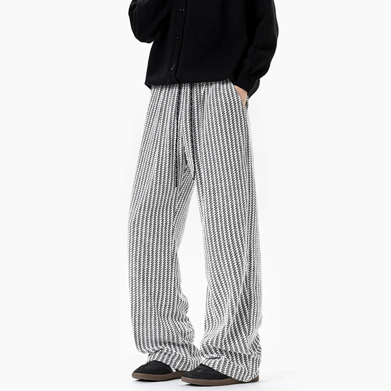 Striped Loose Drawstring Elastic Waist Pants
