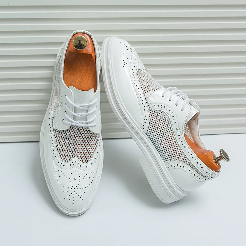 Breathable Lace-Up Microfiber Shoes