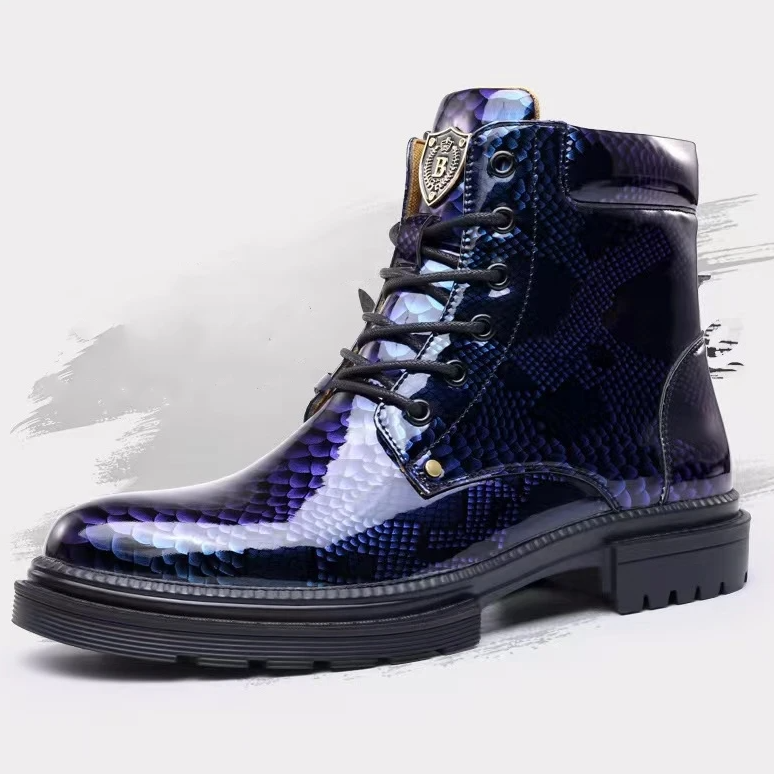 Luxury Blue Patent Leather Boots