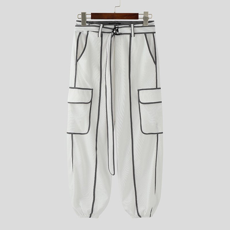 Line Solid with Belt Harem Pants