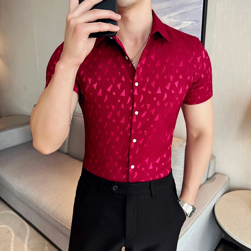 Geometric Slim Fit Single Breasted Shirt
