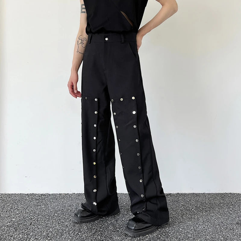 Detachable Metal Button Patchwork Pants