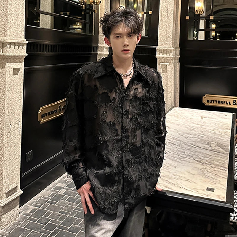 Patchwork Hollow Out Loose Shirt