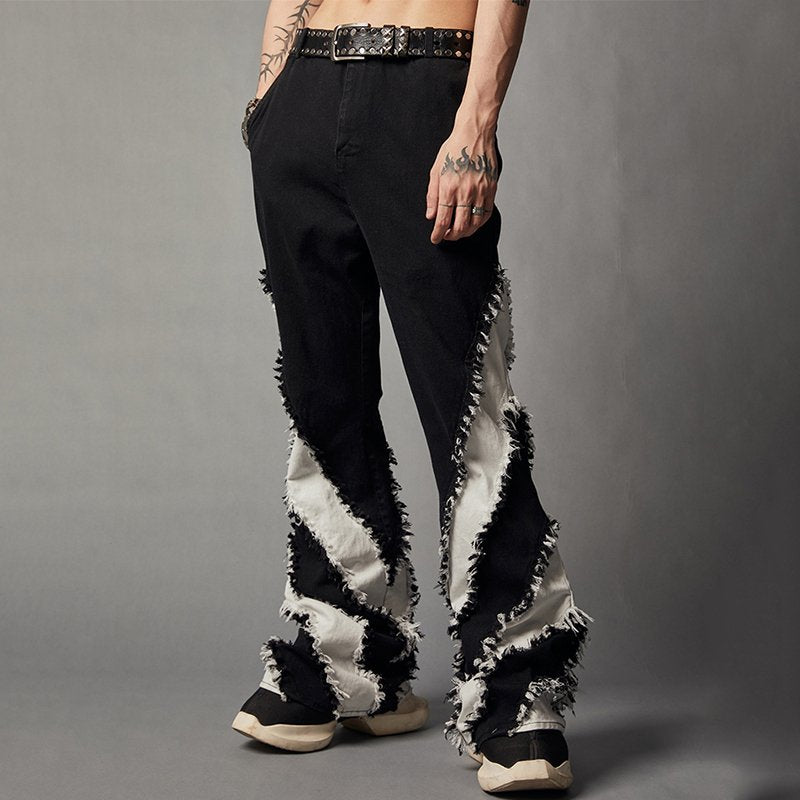 Patchwork Black Flare Pants Jeans