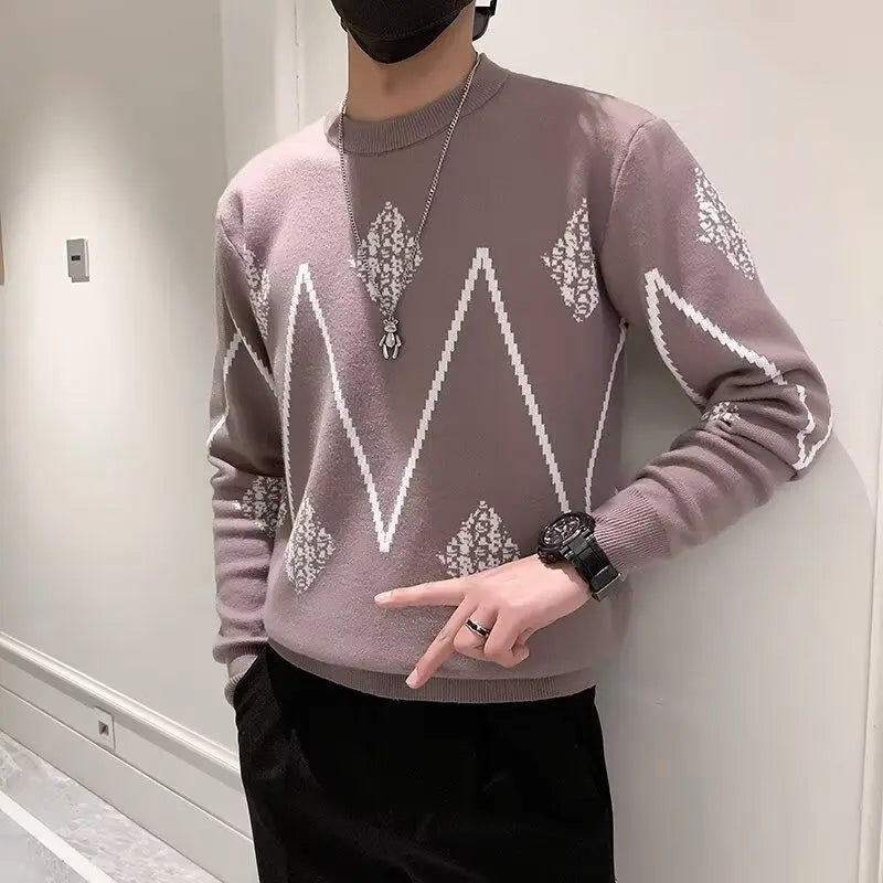 Jacquard Casual Knitted Men's Sweater