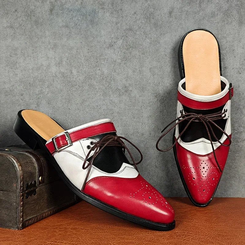 Mixed Colors Genuine Leather Mules Shoes