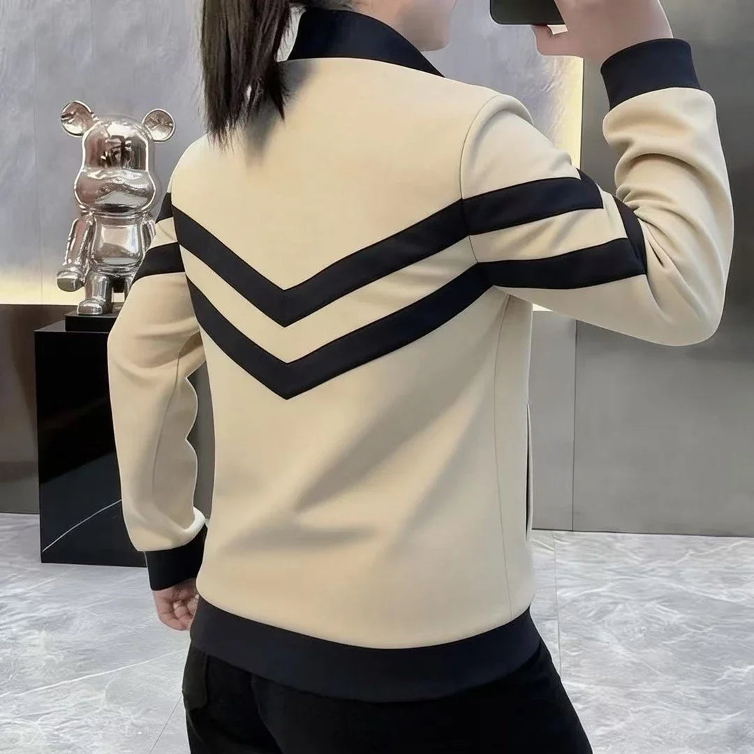 Men's Half Zip Stripe Sweatshirt