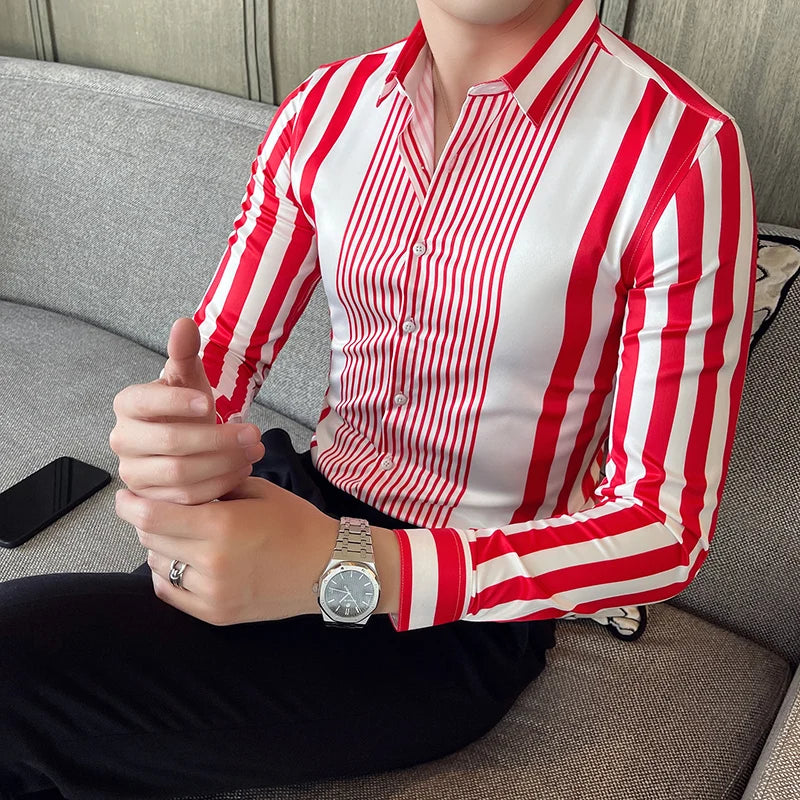 Casual Striped Contrast Slim Fit Shirt