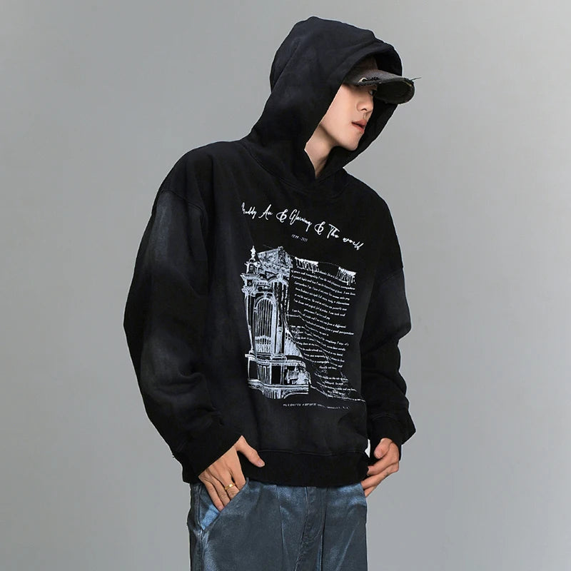 Vintage Spray Painted Cotton Polyester Hoodie