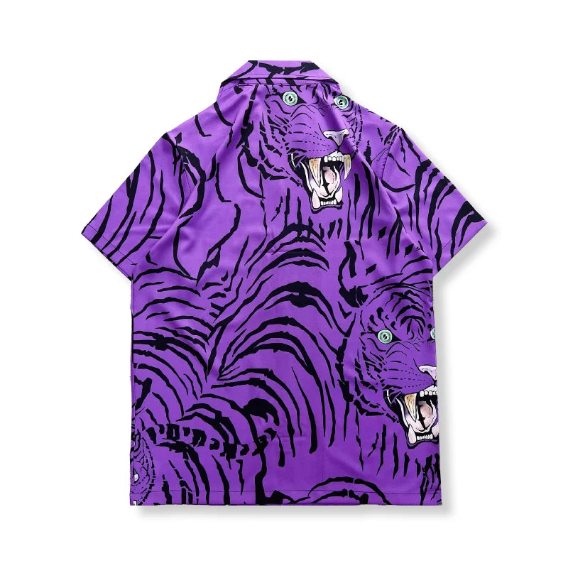 Dark Purple Tiger Hawaiian Shirt