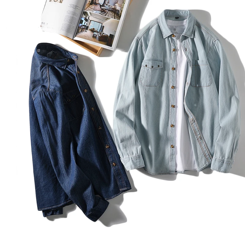 Retro Washed Casual Denim Shirt