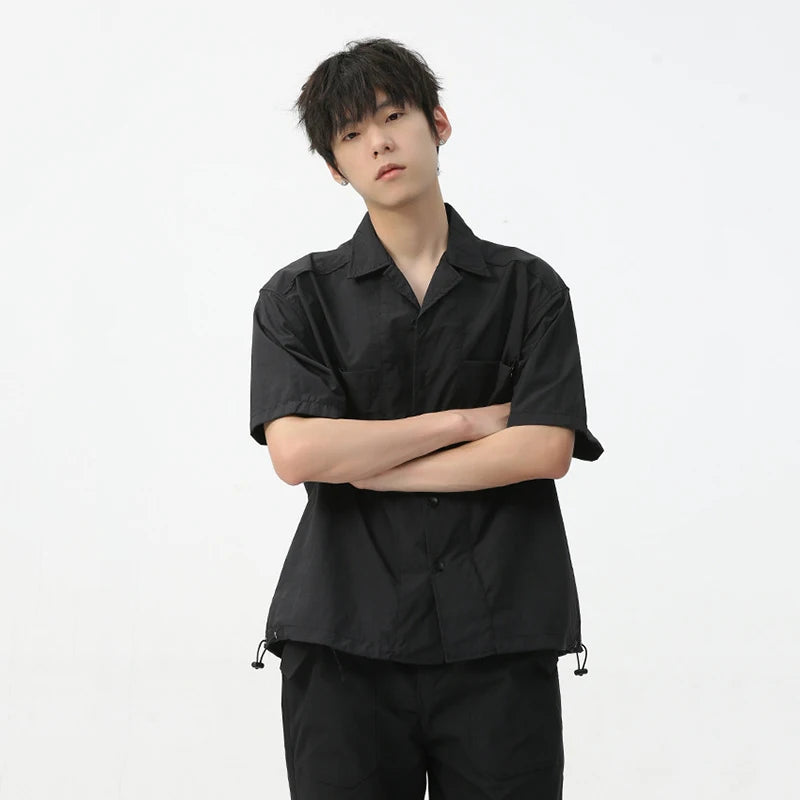 Adjustable Drawstring Solid Shirt