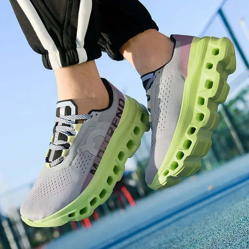 Hollow Rubber Sole Mesh Running Sneakers