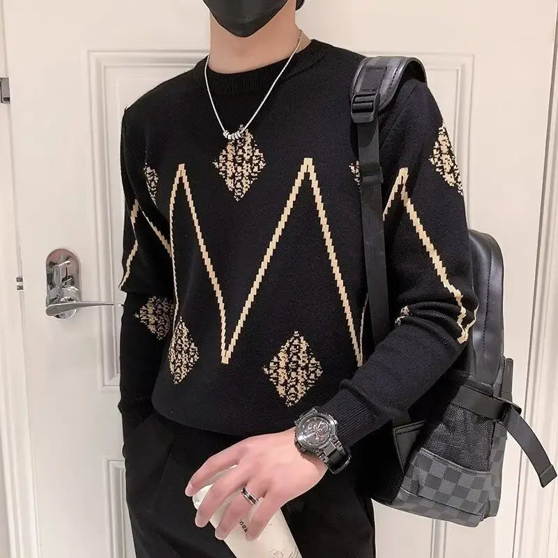 Jacquard Casual Knitted Men's Sweater