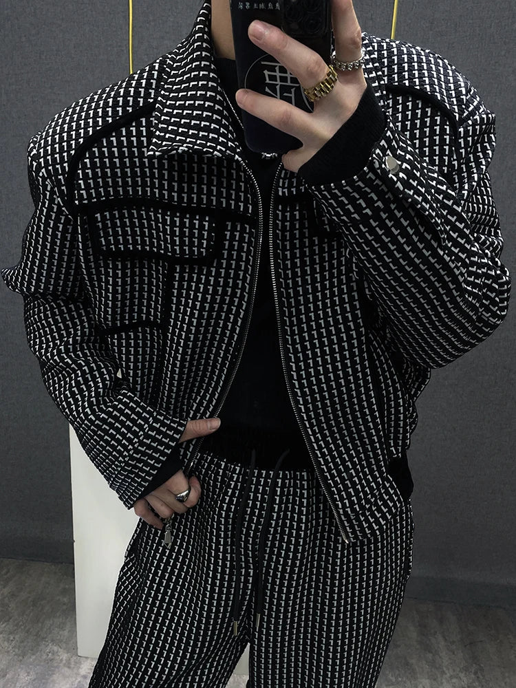 Lattice Pattern Jacket Pants Set