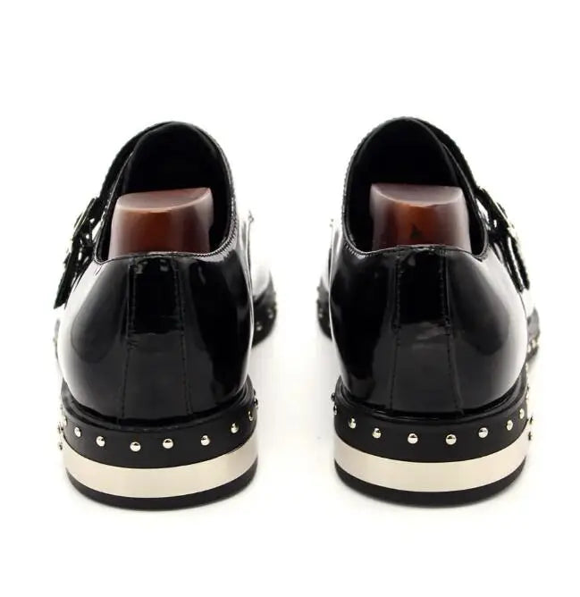 Classic Monk Strap Leather Rivets Shoes