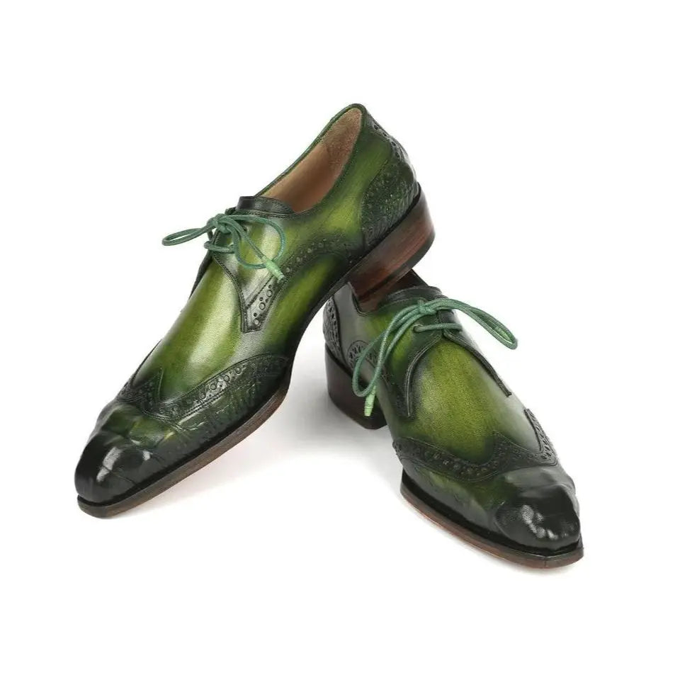 Green Totem Printed Genuine Leather Shoes