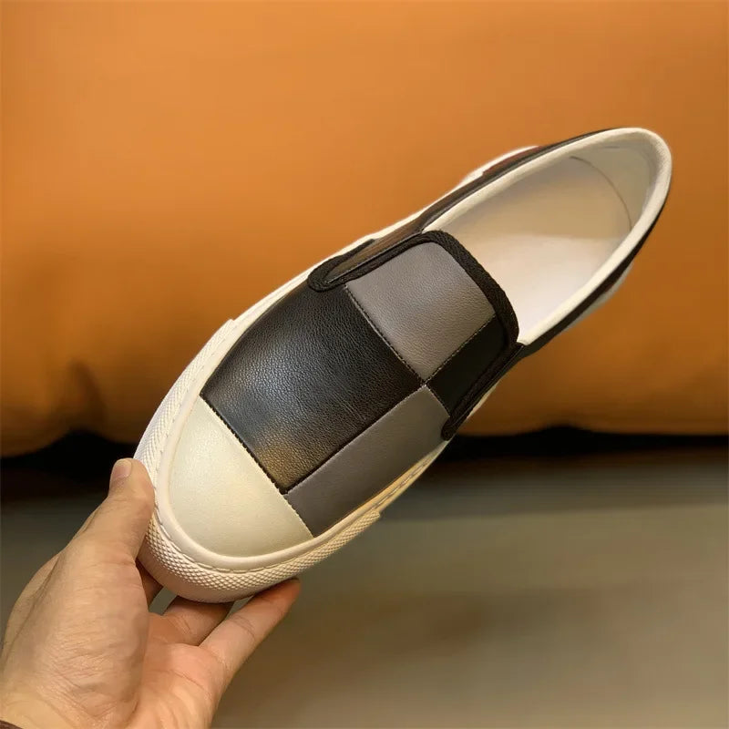 Patchwork Color Block Leather Loafers