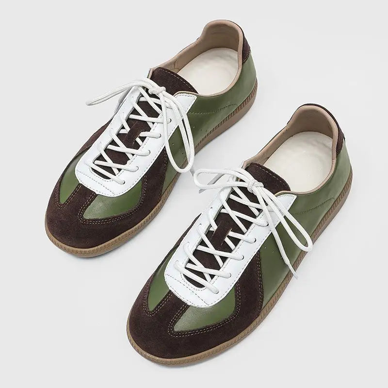 Suede Leather Overlay Flat Sneakers