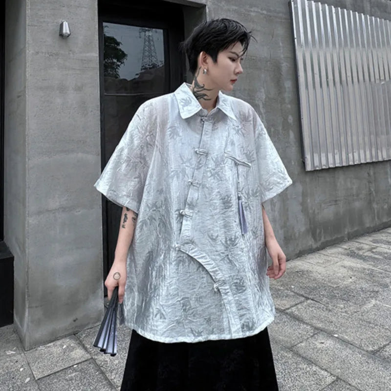 Asymmetrical Tassel Diagonal Placket Shirt