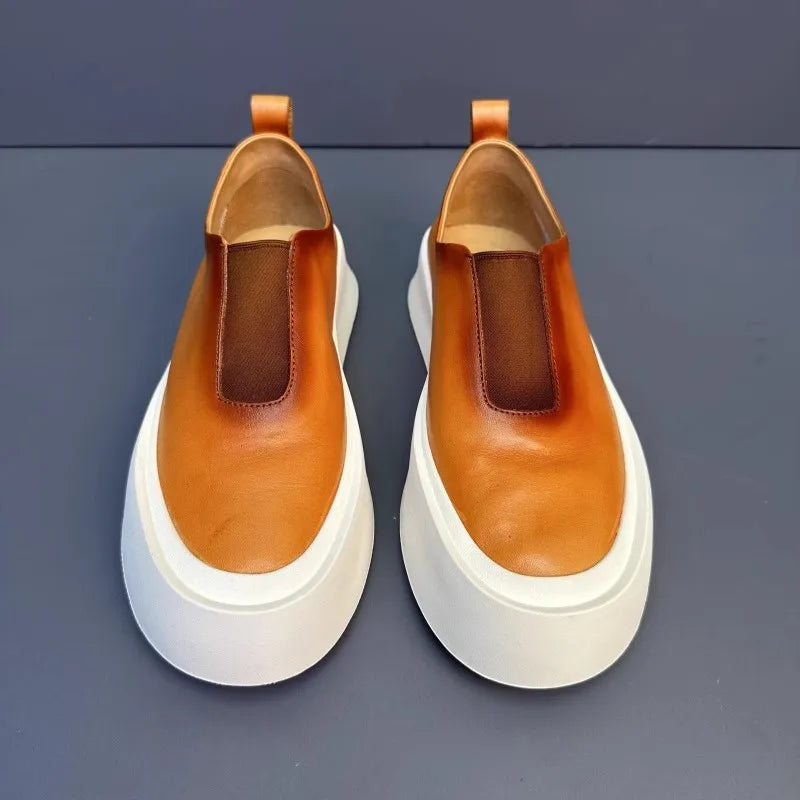 Cowhide Genuine Leather Platform Shoes