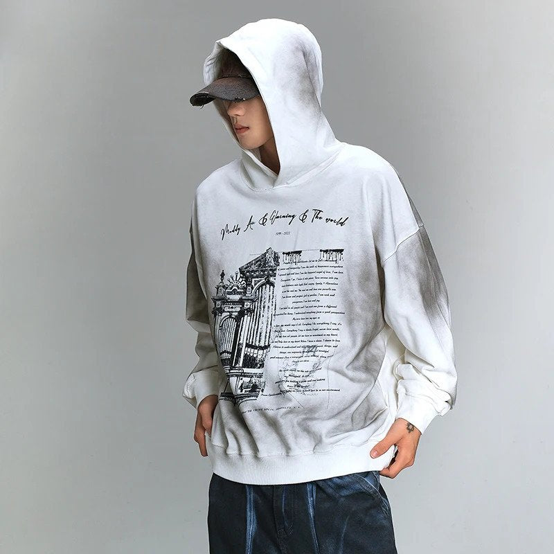 Vintage Spray Painted Cotton Polyester Hoodie